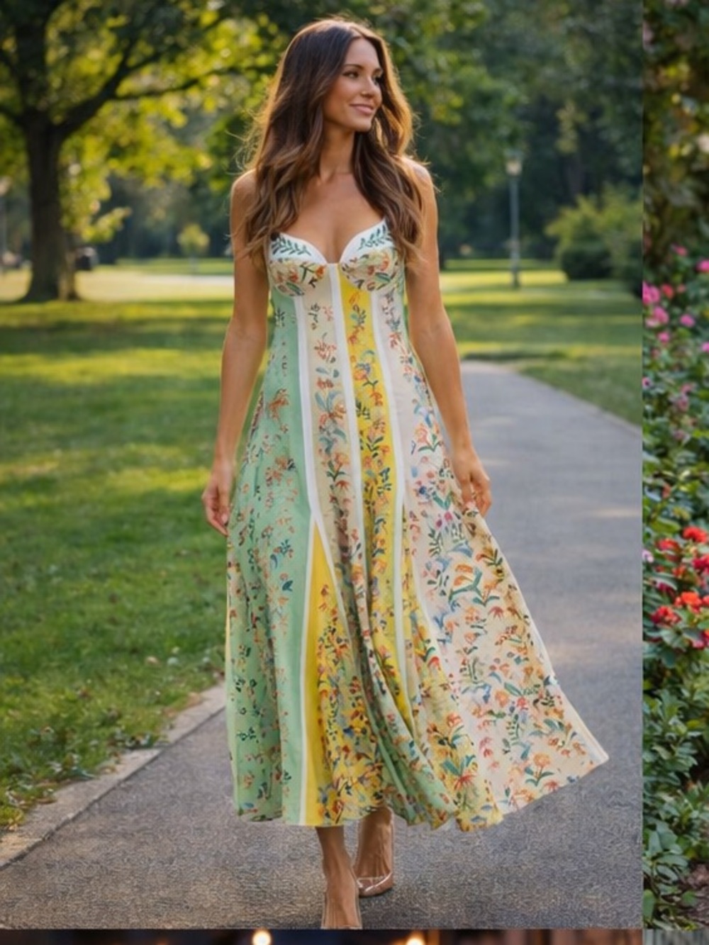 FARM Rio Mint & Yellow Floral Panel Maxi Dress - Picture 13 of 15